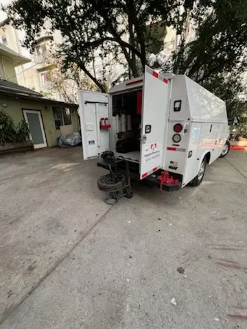 Magnet Plumbing service vehicle on-site for Sewer Line Repair in Cowell